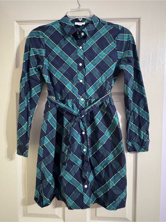 crown & ivy Other - Crown & Ivy Plaid Button-Front Shirt Dress in Navy and Teal